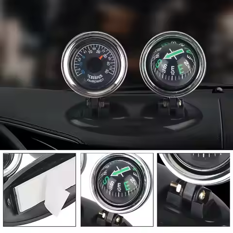 2 in 1 Car Ornaments Compass Thermometer Direction Dashboard Ball Car-styling Guide Ball Vehicle Aut