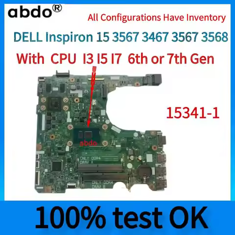 New For DELL Vostro 14 3468 15 3568 Laptop Motherboard.15341-1 Mainboard.Wiht I3 I5 I7 CPU.100% test