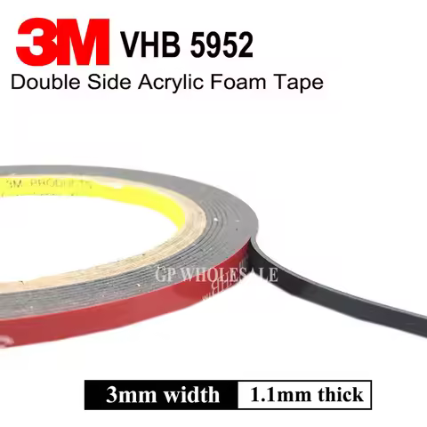 3M VHB 5952 Black Heavy Duty Mounting Tape Double Sided Adhesive Acrylic Foam Tape 3mm width x3 mete