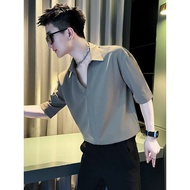 polo t shirt men baju t shirt lelaki berkolar Baju polo ruffian lelaki kemeja v-neck lengan pendek m