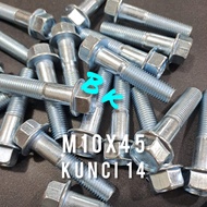 [10 Pcs] Baut Flange Bolt M10x45/Baut Shock 10x45 Kunci 14