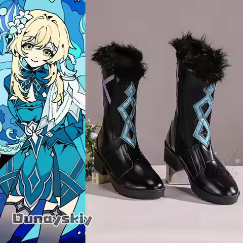 Genshin Impact Lumine Aether​​ Snezhnaya New Skin Cosplay Boots Game Character Footwear For Hallowee