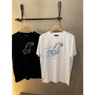 Agnes b.sport Small Dinosaur Print logo Short Sleeve 100% Cotton Loose Simple All-Match T-Shirt Stre