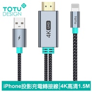 TOTU台灣官方 Lightning/iPhone 轉 UHD 電視螢幕轉接頭充電轉接線轉接器 4K高清 CB-12 1.5M 兼容HDMI