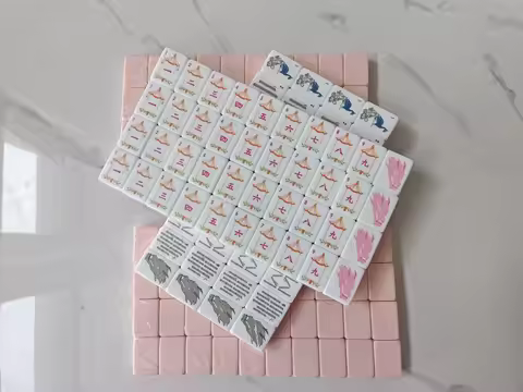 Hot Hibiscus Powder Mahjong Game Tiles American Mahjong Set 4-Layer Acrylic 160 Tiles Laser Engravin