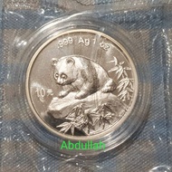 Koin Perak China 10 Yuan 1999 Gambar Panda Original Plastic