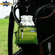 TOPSTORED Drawstring Golf Tee Bag, Portable with Hook Golf Valuables Pouch, Professional PU Leather 