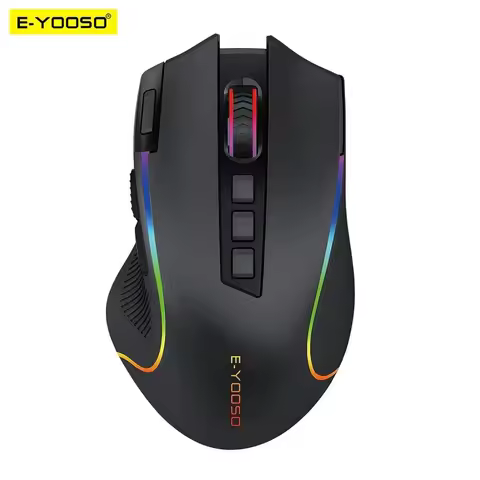 E-YOOSO X11 RGB USB 2.4G Bluetooth Wireless Gaming Mouse 4000 DPI 9 Buttons Programmable Ergonomic f