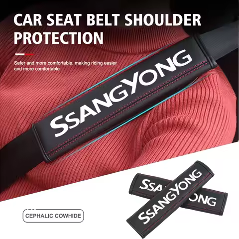 Car Seat Belt Cover Adjustable Safety Shoulder Pad Accessories For SsangYong Rexton Kyron Torres 202