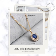 Gold Plated Necklace Fashion AdultWanita, 22K Gold Plated Diamond Gemstone Necklace & Pendant Like