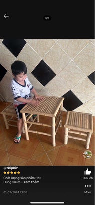 Bộ bàn ghế tre gọn( 1 bàn + 2 ghế)