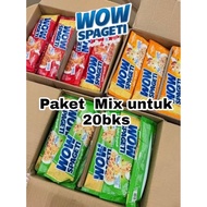 Wow Spageti instant Spaghetti kemasan 75g//Paket Mix untuk 20bks.
