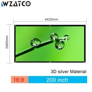 WZATCO 150";180";200";250";300"; 3D Screen 16:9 Foldable 3D Silver Simple Large Size Cinema Screen Fabric for XGIMI H2 H