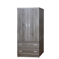 [特價]ASSARI-歐爾曼灰橡3x6尺雙門二抽衣櫃