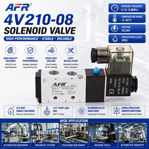 4v210-08 Better Quality Airtac Type Pneumatic Electric Solenoid Valve Directional Control Air Magnet