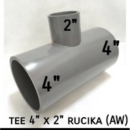 Tee 4 x 2 inch AW RUCIKA / verlop tee 4x2 / vlok tee / flok tee / reducer reducer reducer tee 4" x 2