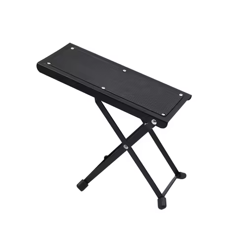Guitar Foot Stool 4 Position Height Adjustable Foldable Guitar Pedal Foot Rest Step Footstool Black 