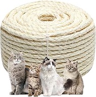 White Sisal Rope 1/4 Inch by 32-Feet for Cat Scratching Post Tree Tower Replacement Repair and Repla