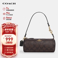 蔻驰（COACH）女士NOLITA系列小号圆筒手提包单肩包深棕色PVC配皮CP475IMAA8