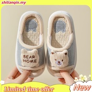 READY STOCK Linen Kids Slipper Selipar Budak Four Seasons Girls Slipper Silent Anti-skid Linen Indoo