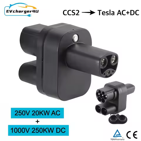 EVcharger4U CCS2 to NACS AC DC Adapter Fit Tesla Model 3/X/Y Made in USA CCS2 Combo Adapter Support 