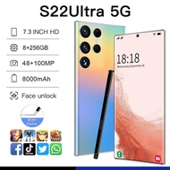 【CAN COD+READY】Original phone S22 Ultra 5G S22Ultra 5G 7.3 Inch HD full screen hp 8G RAM 256GB ROM 4