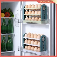 [Lovoski2] Fridge Egg Holder Egg Container Flip Large Capacity 3 Tier Egg Tray Egg Storage Box for Refrigerator Side Door Shelf