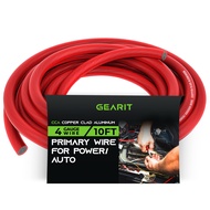 GearIT 4 Gauge Wire (10ft - Red Translucent) Copper Clad Aluminum CCA - Primary Automotive Wire Powe