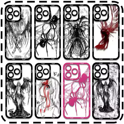 Luxury Black Angel Death Demon Phone Case For TECNO CAMON 30 20 POVA 6 5 SPARK 10 Infinix 8 7 Note H