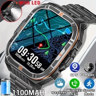 New Outdoor Smart Watch Men 2.01-inch 1100mAh Large Battery Compass LED Flashlight IP68 Waterproof B