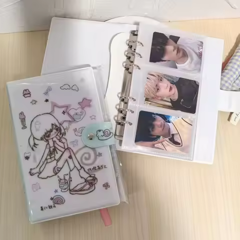 A6 PVC Photocard 6 Ring Notebook Binder Loose Leaf Personal Planner Lady Girl Cover Binder with 20 P