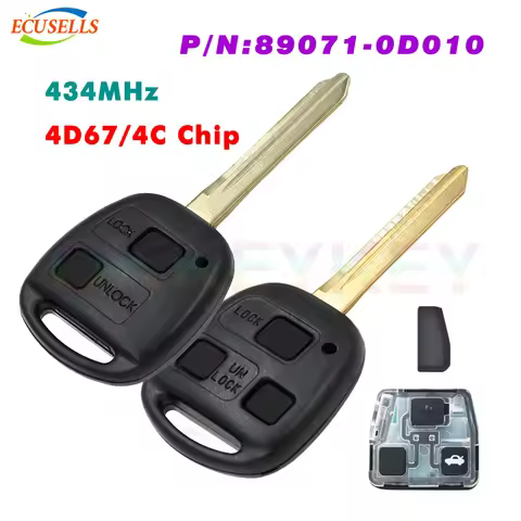 Ecusells 2B/3B Remote Key Fob 433MHz 4C/4D67 Chip for Toyota Yaris Avensis Corolla Carina ETC P/N: 8