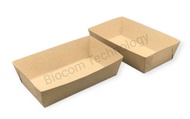 50pcs Biodegradable 9BPOT16 Brown Paper Open Tray French Fries Cake Nasi Lemak Ice Cream Disposable 