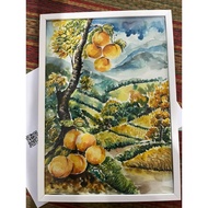 Natural View Painting Fruit Watercolor A3/29.7x42cm With Glass Frame Auspicious Photo Hard