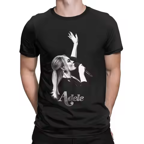 Adele black poster Novelty 100% Cotton T-Shirt Adeles Tees Tops For Men