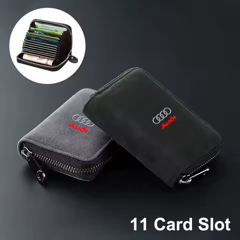 11-Card Slot Wallet Car Driver Licence Card Bag Zip Coin Purse For Audi Sline A1 A3 A4 B8 B7 A6 C7 A