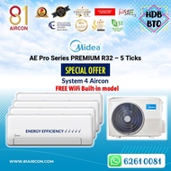 【MIDEA R32 5 Ticks】𝗙𝗥𝗘𝗘 𝗪𝗜𝗙𝗜 𝗠𝗢𝗗𝗘𝗟 System 4 Aircon ( 5 Ticks ) 81Aircon