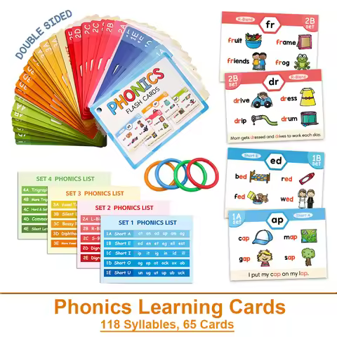Kids Phonics Learning Cads Educational Toys ESL Teaching Materials English Words Phonic Training Voc