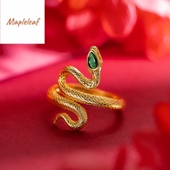 Original 916 gold Women's Adjustable Snake Set Diamond Green Eyed Snake Ring Jewelry Gift