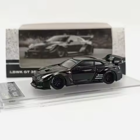 PM 1:64 Nissan Skyrim R35 Model GTR LBWK black Collectible alloy model cars