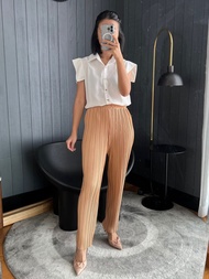 celana pensil plisket bb / kulot pensil bb / pleated pencil pants 2 - milktea