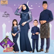NOELLE Baju Raya Family Sedondon 2024 Baju Kurung Ibu Anak Baju Melayu Ayah Anak Baby Sedondon STELLA - NAVY BLUE 02