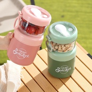 304 Stainless Steel Breakfast Cup with Spoon Double-Layer Insulated Oatmeal Cup Breakfast Milk Cup