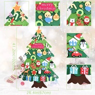 DIY Felt Christmas Tree 3.2ft Wall Hanging Christmas Tree 32pcs Ornaments with 3m LED Christmas Pres