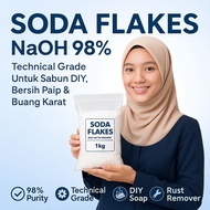 Soda Flakes NaOH 98% (1kg) – Buang Karat, Sabun DIY, Bersih Paip, Technical Grade