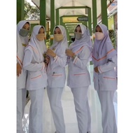 (Po only 3 days process) White Long Sleeve Nurse Uniform Set
