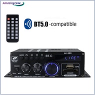 AMAZ AK380 Digital Amplifier V5.0 HiFi FM Audio Amplifier For Karaoke Home Theater Sound System Subwoofer Speaker
