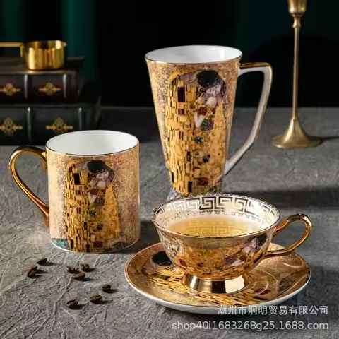 Klimt Kiss Bone China Mugs Coffee Cups With Spoon Gustav klimt Porcelain Wedding Birthday Gifts Offi