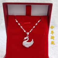 S999 silver chain contracted fashion fine silver swan pendanS999银项链女纯银锁骨链简约时尚足银天鹅吊坠女友礼物hungalvin