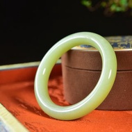 天然和田玉黃口料雕花手鐲 圈口60.4mm 水頭超好